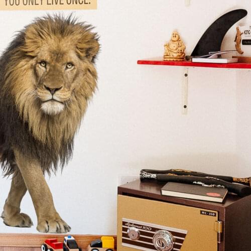 Cartoon 3D Stereo Lion Wall Sticker Animal PVC Mural Living Room Bedroom Wall Decor Nursery Poster Kids Room Decor Wallpaper
