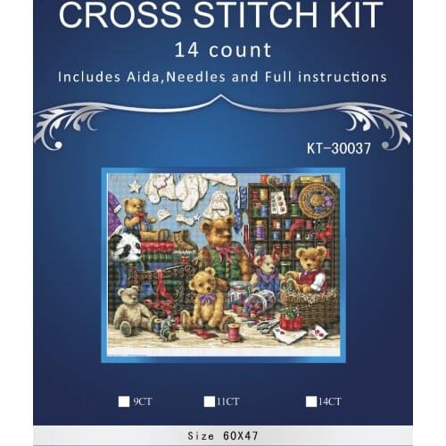 Oneroom 62X49CM, 14CT, Free Delivery Top Quality Lovely Counted Cross Stitch Kit Buttons and Bears Bear Family dim 3515
