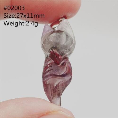 Genuine Natural Auralite 23 Red Fox Carved Pendant Necklace From Canada Gift Crystal Water Drop Stone Pendant Jewelry AAAAA