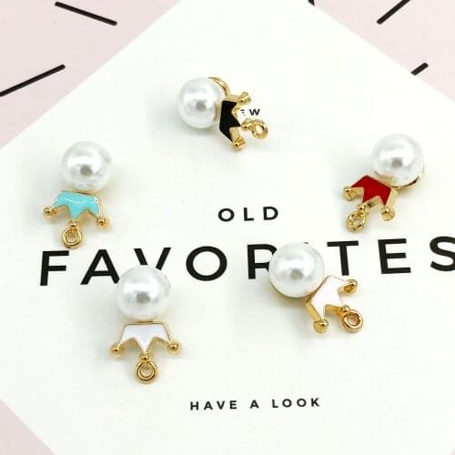 New 20pcs Fashion Charms Enamels Pearl Crown Alloy Pendant Making Gift Hair Bracelet Necklace Jewelry Accessories DIY Craft 2018