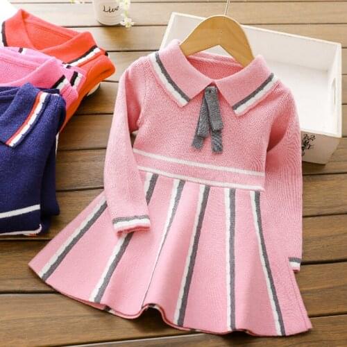 Girls Sweater Dress Baby College Wind School Studens Uniforms Christmas Autumn Winter Children Princess Dress
