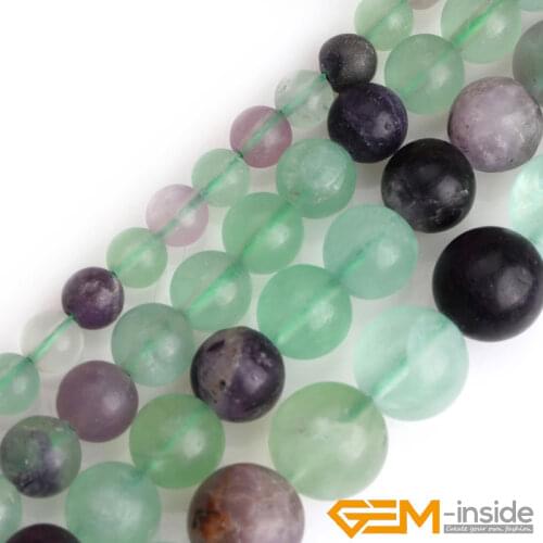 Frosted Faceted Smooth Natural Green Fluorite Quartzs Crystal Round Bead For Jewelry Making 15 inch DIY Bracelet Necklace Beads