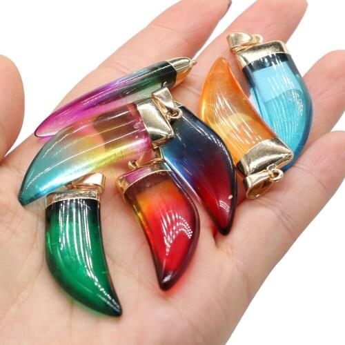 Natural Energy Necklace Pendant Knife shape Multi-colors Crystal for Jewelry Making DIY Amulet Necklace Accessories
