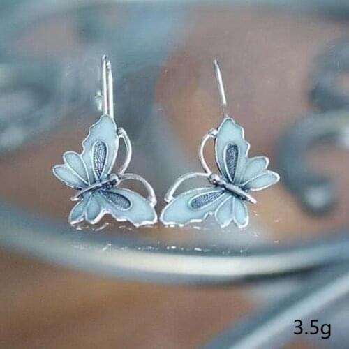 Retro popular creative blue butterfly animal luminous ear hook animal earrings 2021 banquet party accessories серьги brincos