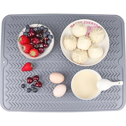 Silicone Square Table Mats Kitchen Accessory Pads 50x40cm Drying Heat-Resistant Tableware Dish Cups Dinnerware Non-Slip Placemat