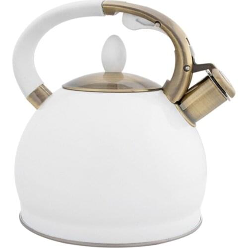 Kettles Silicone Handle Plating Bronze Stainless Steel Heat-resistant Glass Lid 2.5 Quart With Capsule Bottom Beep