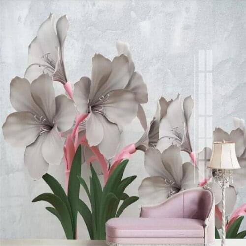 Nordic wallpaper creative new flower 3d embossed flowers TV background wall professional production mural photo wallpaper