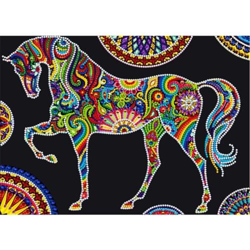 Glow In Dark Colorful Horse 5D Luminous Diamond Painting DIY Adult Craft Partial Round Drill Rhinestone Embroidery Resin Gift