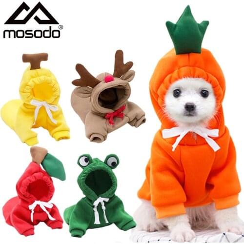 Mosodo Cute Dog Hoodies Winter Warm Pet Coat Fruit Costume Jacket for Cat Puppy Clothing French Bulldog Chihuahua Ropa Perro