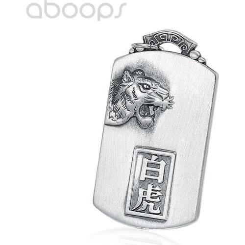 Vintage 999 Sterling Silver Tiger Pendant for Men Women,Free Shipping