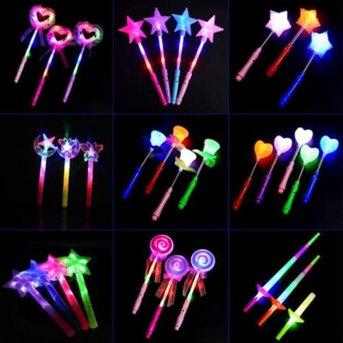 Magic Party Random Red Pink Blue Colors Star Fluorescent Bar Fairy Wands LED Flashing Plastic Glow Sticks Concert Luminous Toy