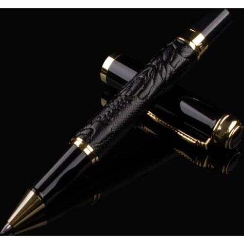 High-end dragon Pen Gold Trim Rollerball Pen Black Ink Medium Refill Metal Ballpoint Pens for Writing School and Office Supplies