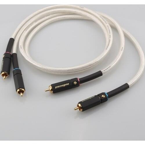 Pair A26 HIFI Silver Plated Stereo RCA Cable High-performance Premium Hi-Fi Audio 2rca to 2rca Interconnect Cable