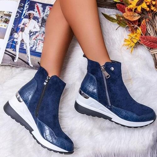 2020 Autumn Winter High Top Women Shoes Casual Platform Women Shoes Comfortable Zipper Sneakers Waterproof Shoes