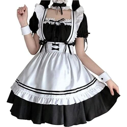 Women Lovely Maid Cosplay Costume XXXXXL Lolita Long Dresses Black Animation Japanese Outfit Dress Clothes Costumes Accessories