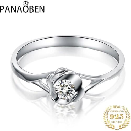 Rose Style 925 Sterling Silver Rings for Women Luxury Jewelry Engagement Token Wedding Exquisite Gift Elegant Party Geometric