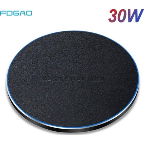 30W Qi Wireless Charger For iPhone 12 11 Pro XS MAX XR X 8 Plus Samsung S10 S20 S21 Note 20 10 USB-C Fast Wireless Charging Pad