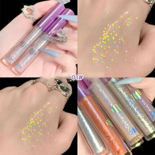 7 colors Liquid Eyeshadow Super Glitter Pearlescent Silkworm Brightening Monochromatic Large Sequins High Gloss TSLM2