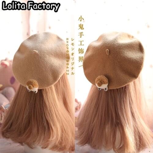 Lolita Beret Cap Japanese Style Mori Girl Shiba Inu Winter Warm Cute Corgi /Cat PP Hat Women Wool Boina Hats gift birthday gift