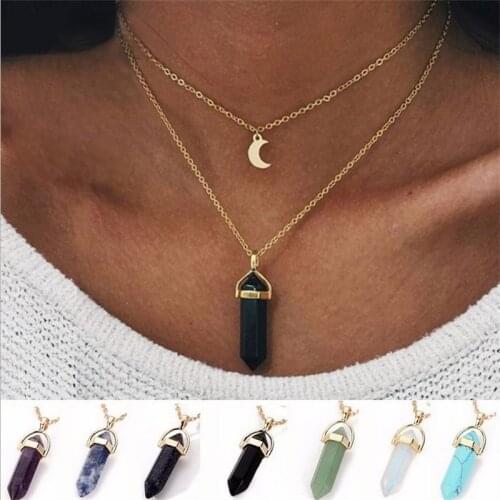 Big Necklace Moon Hexagon Pendant Necklace Womens Gifts Hot New Wholesale