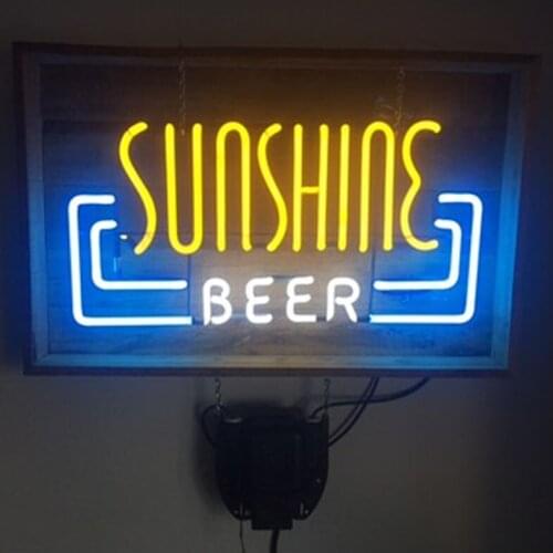 Decorative Light Sunshine Beer Neon Bulbs Light Beer Bar Club Display Lamp Enseigne Lumineuse Decorate Home Handmade glass TUBE