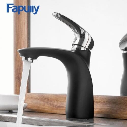 Fapully Tall Basin Faucets Elegant Bathroom Faucet Hot and Cold Water Basin Mixer Tap Chrome Finish Brass Sink Water Faucets 599