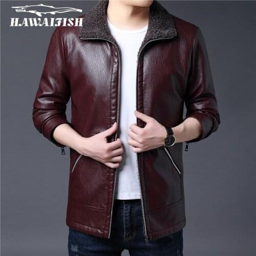 Hawaifish brand mens leather coat 2021 autumn winter loose casual jacket slim handsome Plush high quality coat plus size 8XL