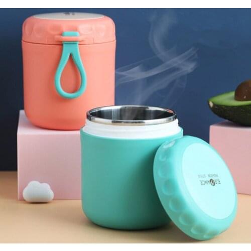 Stainless Steel Insulated Lunch Box Soup Gruel Holder Portable Food Container Box For Picnic School Office Hand-Held Soup Cup