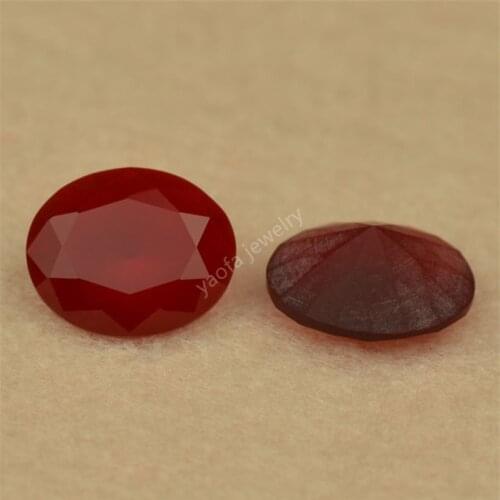 Sale 3x5~15x20mm 5A Dark Red Garnet Color Translucent Frosting Bottom Gems Oval Shape Cut Loose Synthetic Glass Stone For DIY