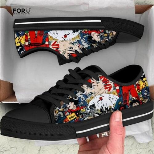 FORUDESIGNS Classic Low Style Men Canvas Shoes Casual Sneakers Akira Kaneda Neo Tokyo Anime Print Lace-up Mens Vulcanized Flats