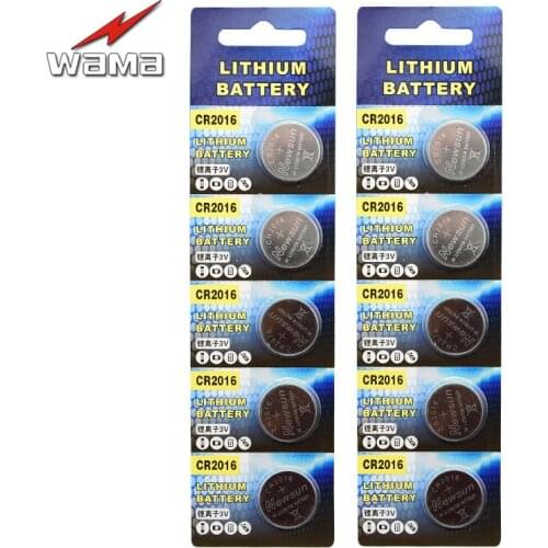 10x Wama CR2016 Button Cell Battery 3V Lithium CR2016 ECR2016 KCR2016 BR2016 LM2016 3V Calculator Watch Toy Coin Batteries
