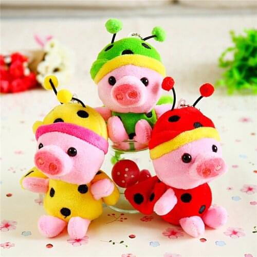 Creative cartoon pendant ladybug Cute piggy baby bed colourful decoration Soothing doll christmase wedding pretty gift 11cm doll