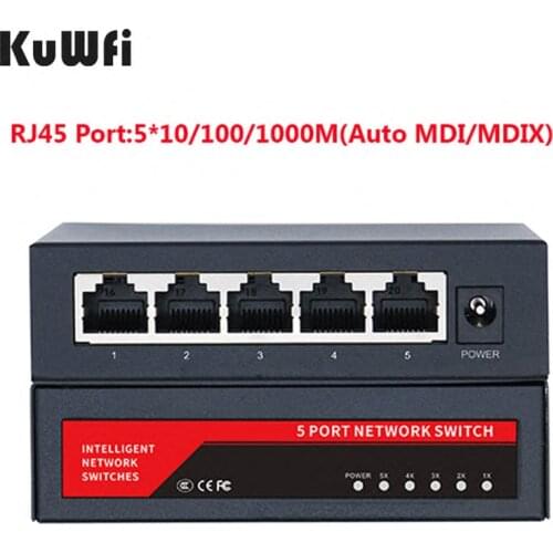 KuWFi Gigabit switch with standardized RJ45 port IEEE802.3u,IEE 802.3x Network switch Ethernet with 10/100/1000Mbps for Office