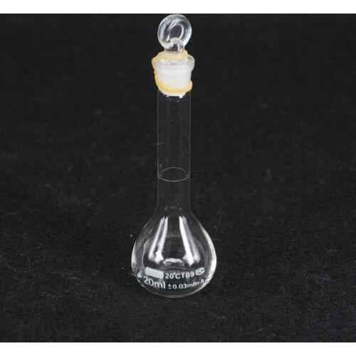 20ML Lab Volumetric Flask Class A G3.3 Borosilicate Glass With Stopper White