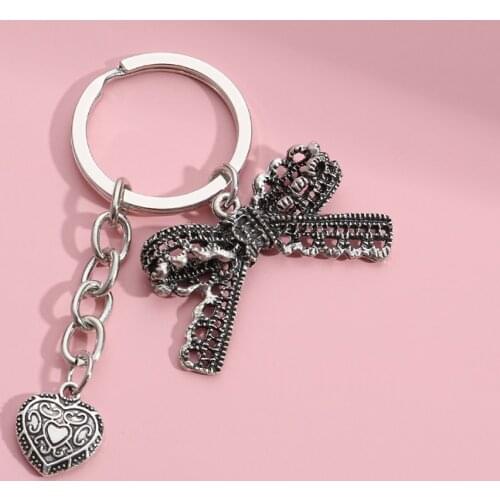 Cute Keychain Bowknot Heart Key Ring Metal Key Chains Valentines DayGifts For Women Girls Bag Accessorie Punk Jewelry Handmade
