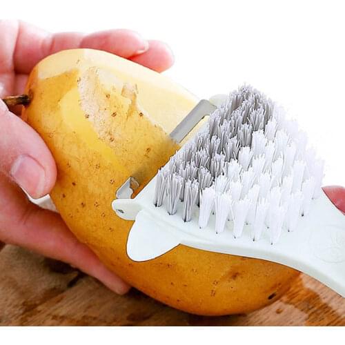 Stainless Steel Multifunctional Potato Peeler Household Fruit and Vegetable Cleaning Brush Kitchen Vegetable Gadgets Dropship