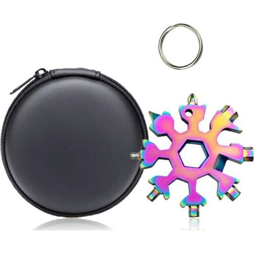 Multifunctional 18 In 1 Snowflake Multi Pocket Tool Keyring Key Ring Spanner Hex Wrench Wrench Tools Hand Tools