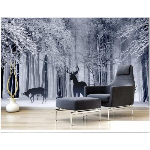 3d photo wallpaper custom mural Nordic natural landscape of modern forest deer herd decor living room wallpaper for walls 3 d