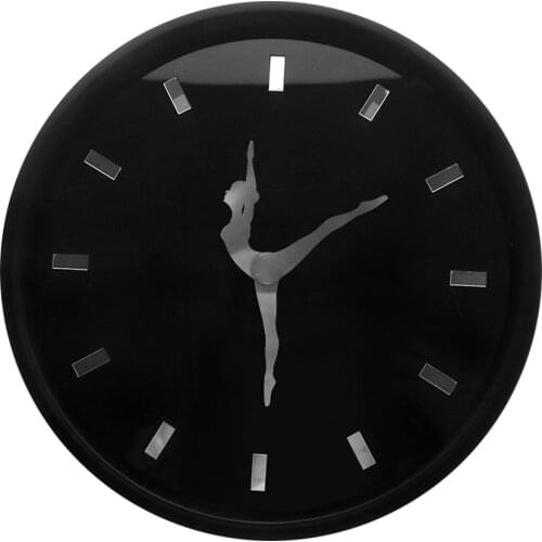Modern Minimalist Ballerina Wall Clock With Black Metal Frame Dancing Needle Arrows Ballet Dancers Silent Non Ticking Wall Watch