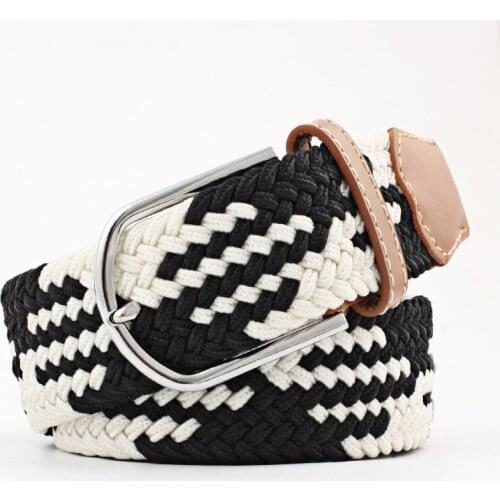 None Men Plain Woven Colors Webbing Metal Waist Canvas Stretch Buckle 31 Womens Belt SE10