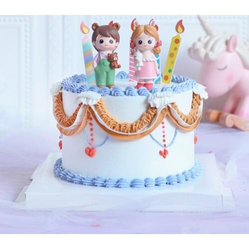 Hugging The Rabbit Princess Hug The Bear Prince Cake Topper Soft Potter Candy Shape Insert Dessert Birthday Party Decor Supplies