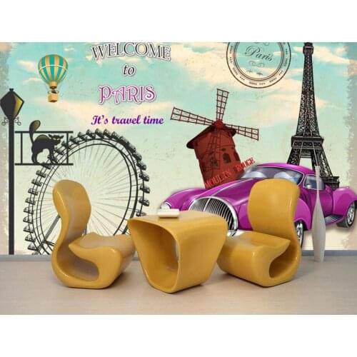 Custom papel de parede,Paris European style vintage car wallpapers,living room sofa tv wall bedroom 3d wall murals wallpaper