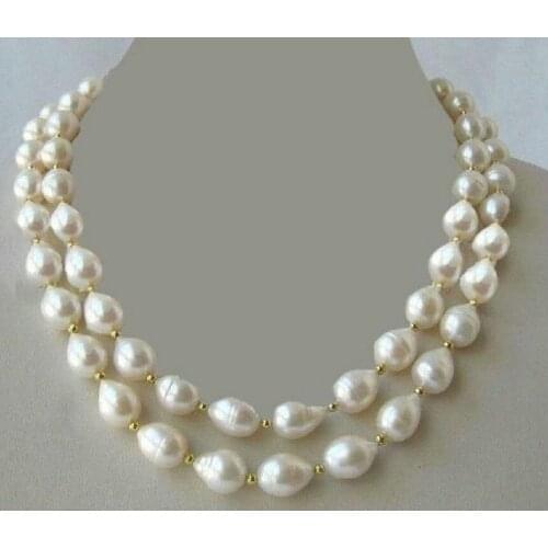14K GENUINE NOBLEST 32"9-10MM NATURAL SOUTH SEA WHITE PEARL NECKLACE