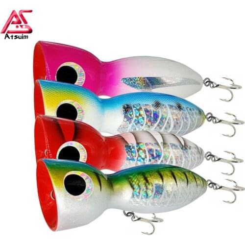1PC Trolling Lure 125g145g Wood Popper Tuna Wood Bait pesca Boat Fishing Saltwater Topwater Carp Swimbait Lure Artificial Bait