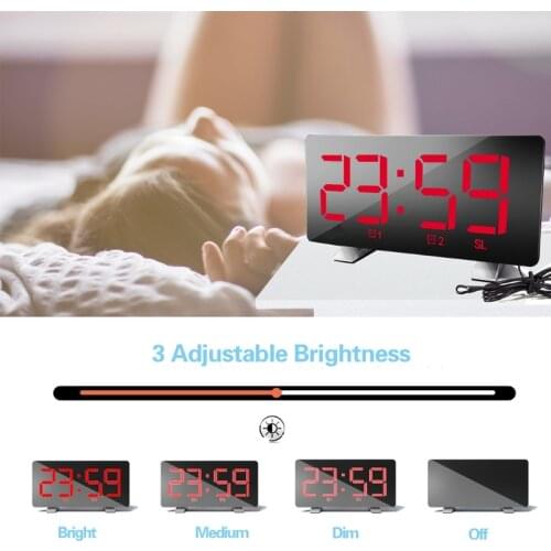 Projection Digital Alarm Clock for Bedroom Large LED Snooze Electronic Clock Dual for Heavy Sleeper Kid Elderly