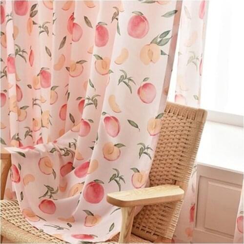 Nordic Curtains for Children Bedroom American Pastoral Peach Curtains Finished Fresh Semi-shading Curtains for Living Room