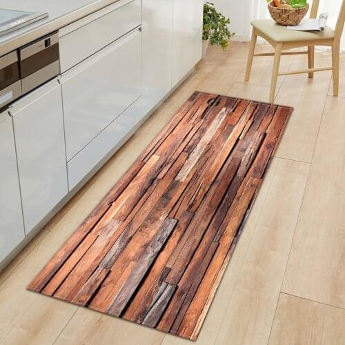 Nordic Kitchen Mat Entrance Doormat Wood Grain Hallway Bathroom Anti-Slip Floor Rugs Home Bedroom Balcony Decoration Long Carpet