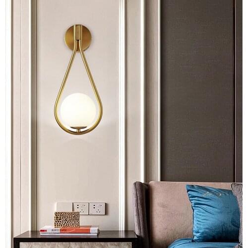 Modern LED Wall Lamps Metal Living Room Lamp Fashion Nordic Bedside Glass Wall Lamp Bedroom Home Decoration Lighting