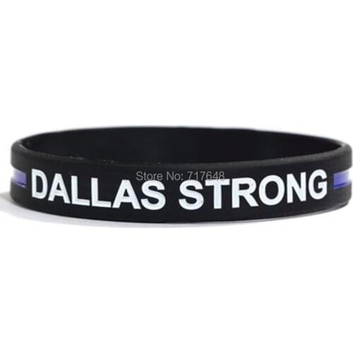 100pcs DALLAS STRONG Thin Blue Line wristband silicone bracelets free shipping by ePacket A