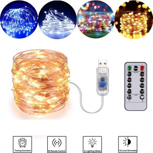 5/10M/20M Led USB String Light Waterproof 8Mode Remote Control Fairy Light Garland Wedding Christmas Holiday Lamp Decor